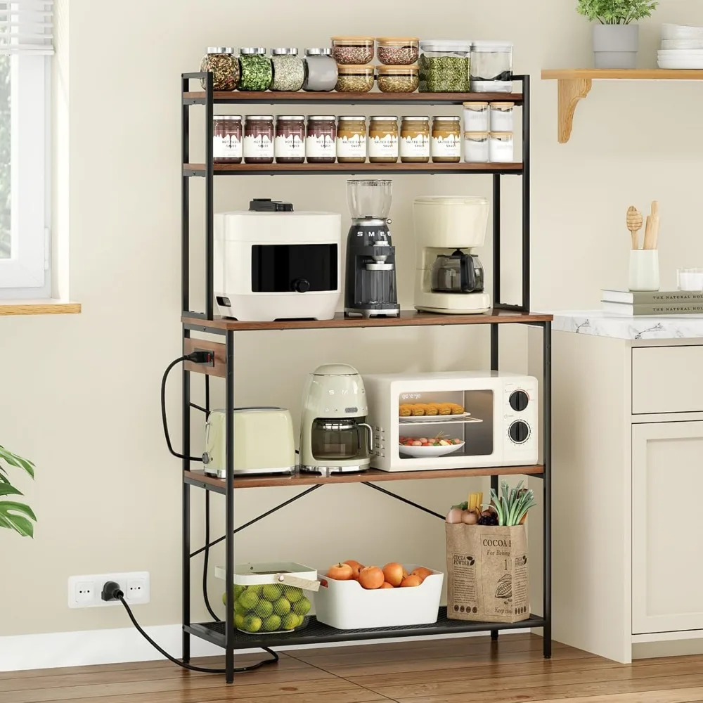 Large 5-Tier Bakers Rack with Electrical Outlets, 39 Inch Microwave Stand & Coffee Bar, Kitchen Storage Shelf for Home, C
Large 5-Tier Bakers Rack with Electrical Outlets, 39 Inch Microwave Stand & Coffee Bar, Kitchen Storage Shelf for Home, C