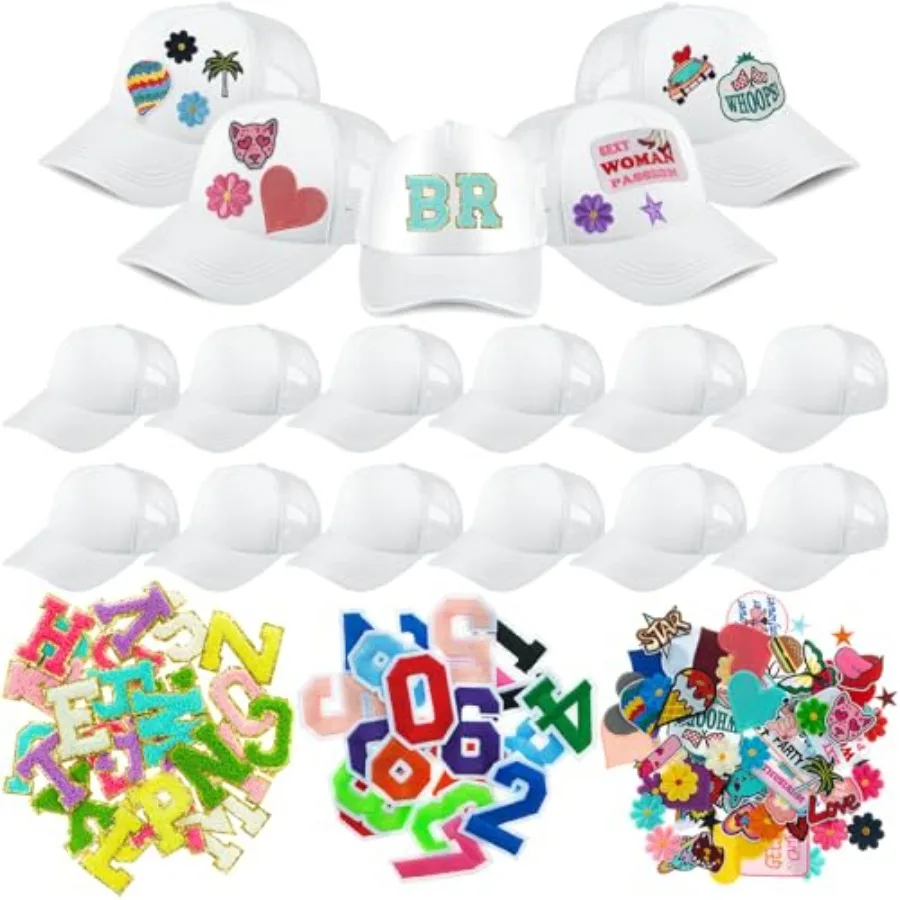 12 Pack DIY Trucker Hats Kit, Sublimation Blank Baseball Caps with 120 pcs Embroidered Patches DIY Craft for Party
12 Pack DIY Trucker Hats Kit, Sublimation Blank Baseball Caps with 120 pcs Embroidered Patches DIY Craft for Party