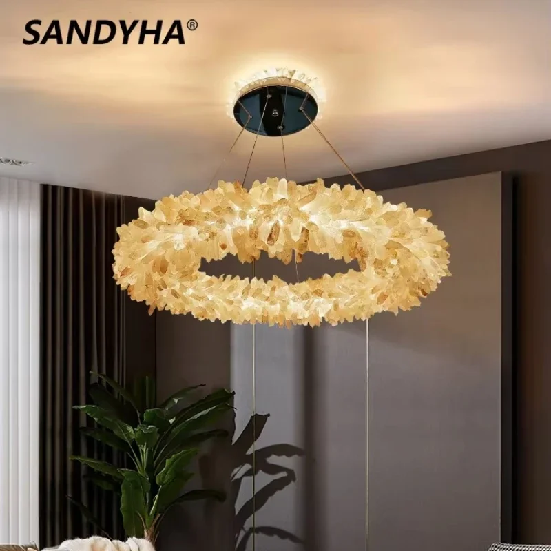 SANDYHA Nordic Natural Crystal Ring LED Chandelier Pendant Light for Living Dining Bedroom Home Decor Ceiling Lighting Fixture
SANDYHA Nordic Natural Crystal Ring LED Chandelier Pendant Light for Living Dining Bedroom Home Decor Ceiling Lighting Fixture