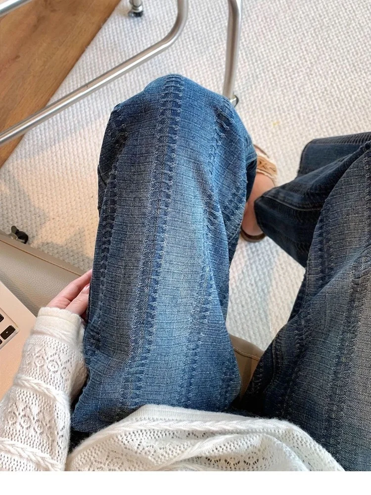Design Sensation Heavy Weave Blue Denim Jeans High Waist Loose Straight Leg Pants for Women Autumn New Sle Casual Wear
Design Sensation Heavy Weave Blue Denim Jeans High Waist Loose Straight Leg Pants for Women Autumn New Sle Casual Wear