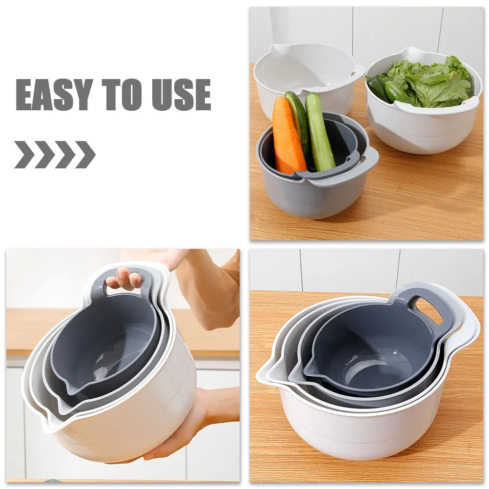 4 Pcs Four-piece Mixing Bowl Set Bowls for Kitchen Salad Multipurpose Drain Basket Fruit Container with Handle Vegetable Pp
4 Pcs Four-piece Mixing Bowl Set Bowls for Kitchen Salad Multipurpose Drain Basket Fruit Container with Handle Vegetable Pp