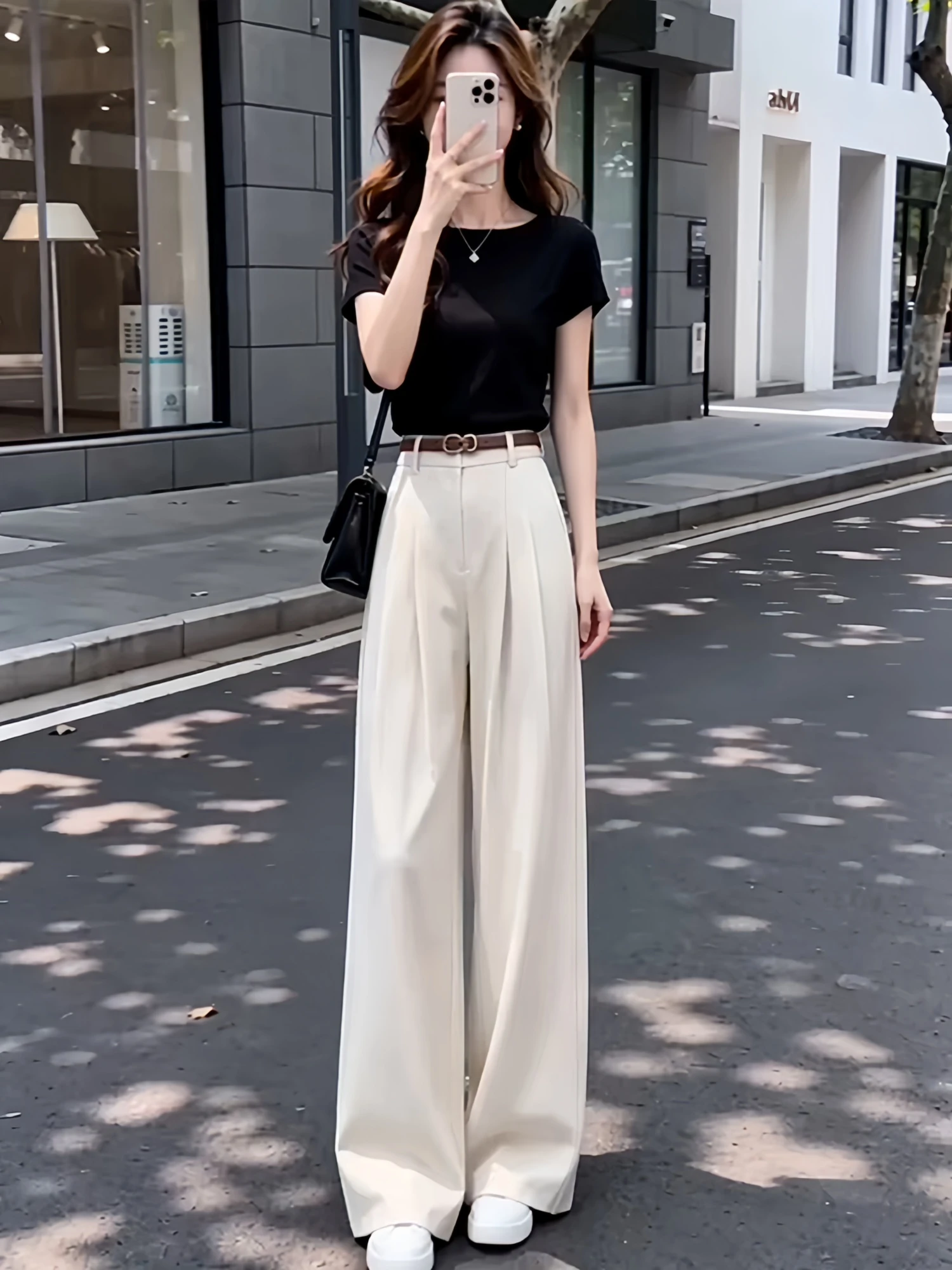 Korean Style Women's Summer 2026 New Black Short Sleeve T-Shirt Wide Leg Pants Two-Piece Set Fashionable Casual Wear
Korean Style Women's Summer 2026 New Black Short Sleeve T-Shirt Wide Leg Pants Two-Piece Set Fashionable Casual Wear