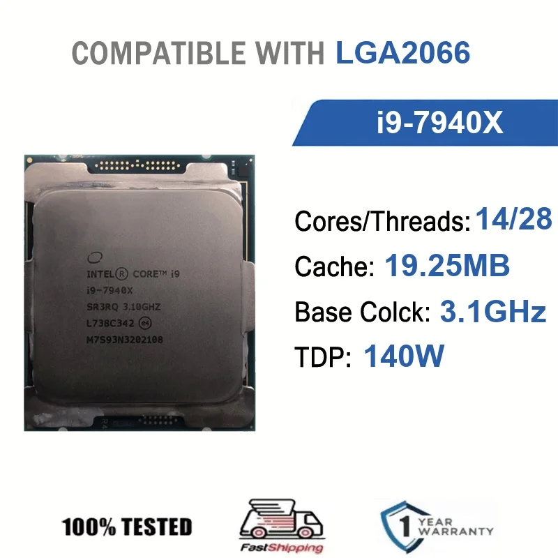 Intel Core i9-7940X 14 Core 28 Thread 3.1GHz 140W 19.25MB Cache 14nm Skylake-X DDR4-2666 MHz SR3XG LGA 2066 UHD Graphics P630
Intel Core i9-7940X 14 Core 28 Thread 3.1GHz 140W 19.25MB Cache 14nm Skylake-X DDR4-2666 MHz SR3XG LGA 2066 UHD Graphics P630