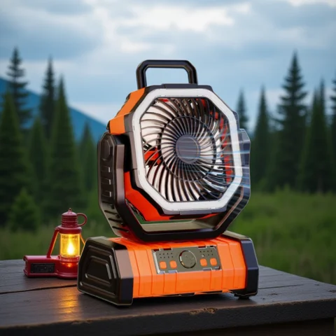 20000mAh Battery Operated Fan Portable Rechargeable Desk/Camping Fan with LED Light and Hook Outdoor Fan for Tent Car Trip