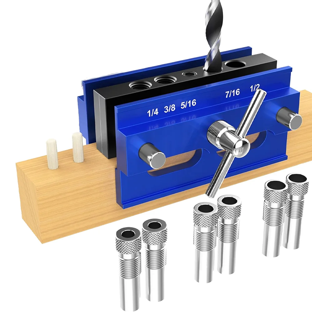 Self Centering Doweling Jig Kit Drill Jig for Straight Holes with 6Drill Guide Bushings Adjustable Width Power Tool Accessory
Self Centering Doweling Jig Kit Drill Jig for Straight Holes with 6Drill Guide Bushings Adjustable Width Power Tool Accessory