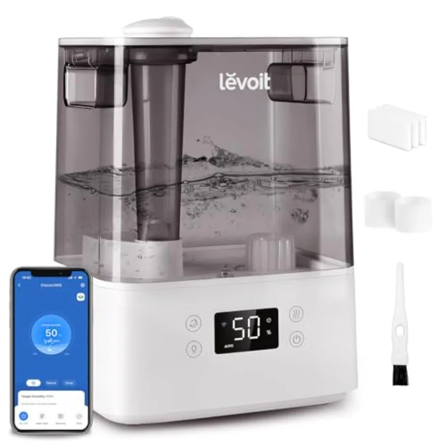 Bedroom and large room humidifier, 6L top-fill cool mist with essential oil diffusion for baby and plants, gray, smart app and
Bedroom and large room humidifier, 6L top-fill cool mist with essential oil diffusion for baby and plants, gray, smart app and