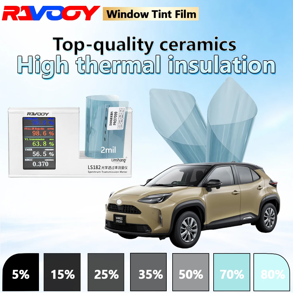 RAVOOY PRO7099 Series Top Ceramic Automotive Window Tint Film 2mil 67.8% VLT High Transparency Heat Control 152CMX30M
RAVOOY PRO7099 Series Top Ceramic Automotive Window Tint Film 2mil 67.8% VLT High Transparency Heat Control 152CMX30M