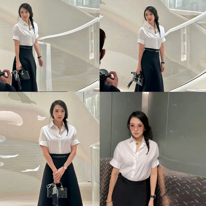 Fashionable High-End White Shirt Short Sleeve Short Vintage Pearl Button Cotton High-Branch Retro White Shirt Elegant
Fashionable High-End White Shirt Short Sleeve Short Vintage Pearl Button Cotton High-Branch Retro White Shirt Elegant