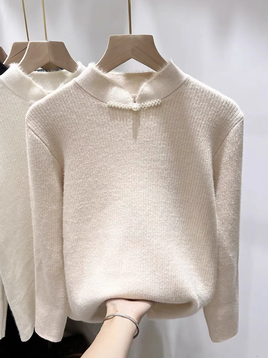 Women's Thiened Fce Knitted Sweater Stand Collar Button Detail Long Sve Warm Top Korean Sle Commute Faion
Women's Thiened Fce Knitted Sweater Stand Collar Button Detail Long Sve Warm Top Korean Sle Commute Faion