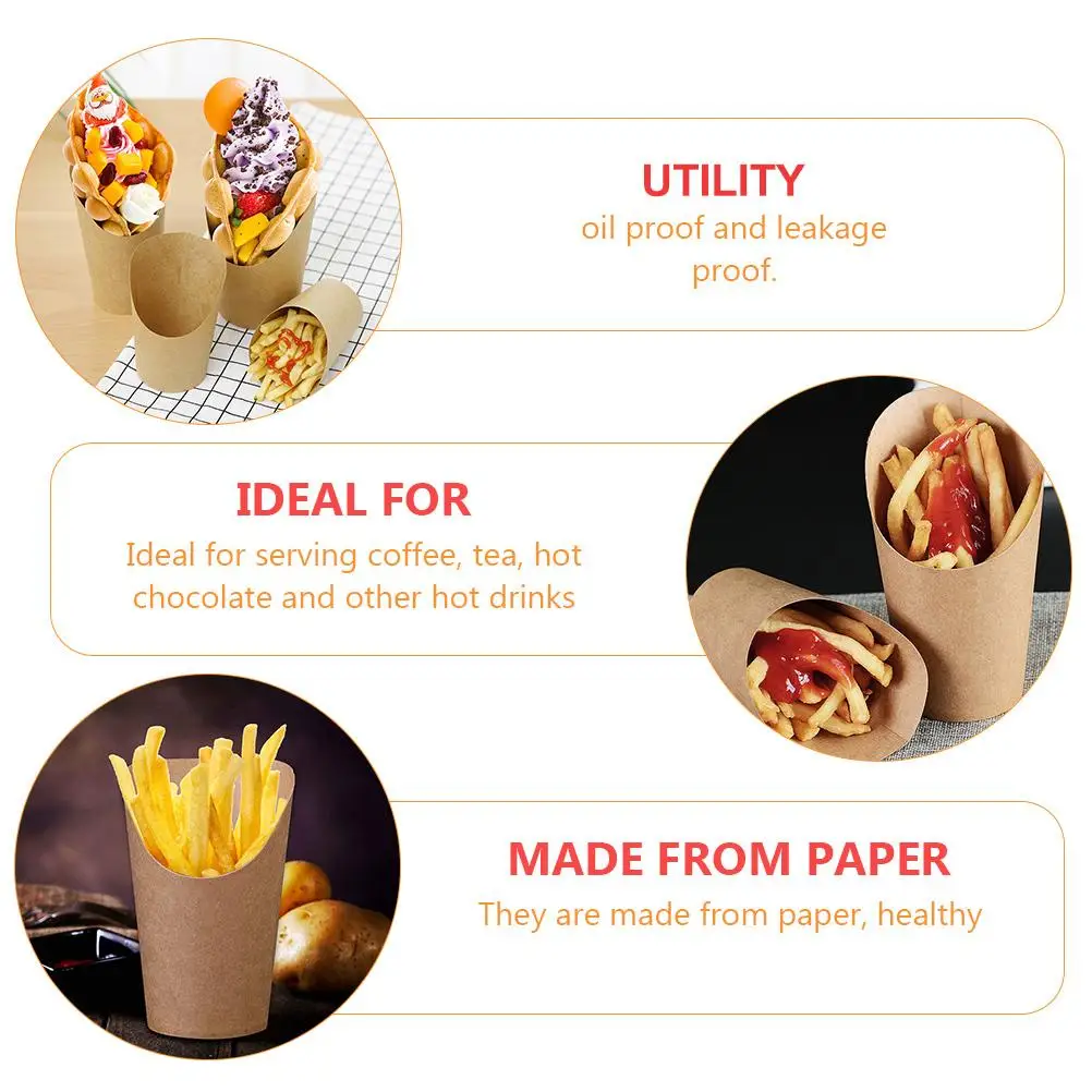 50 Pcs French Fries Packing Bucket Portable Food Containers Take-out Paper Cone Snack Cones Gel Boxes Kraft Holder
50 Pcs French Fries Packing Bucket Portable Food Containers Take-out Paper Cone Snack Cones Gel Boxes Kraft Holder