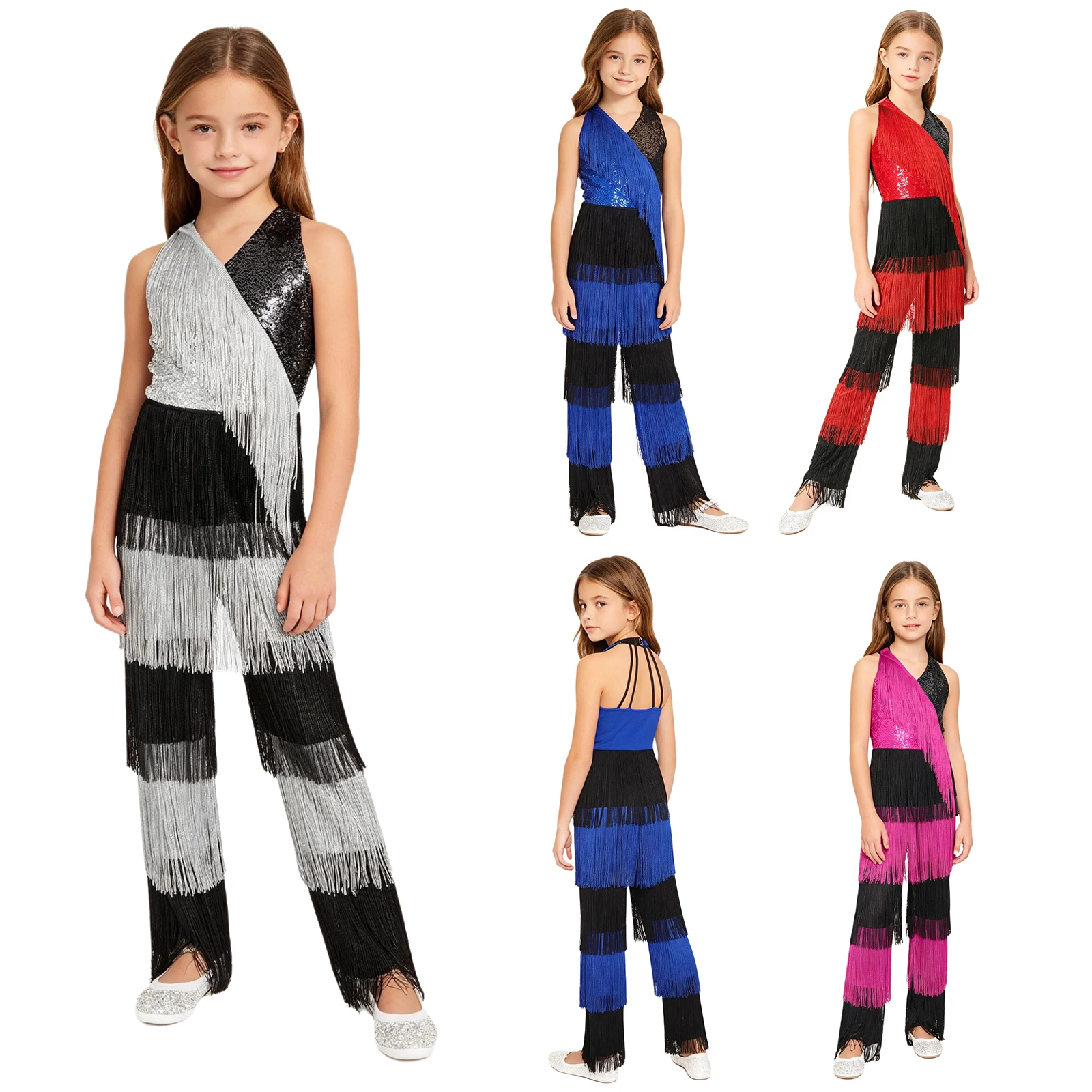 Teen Girls Latin Jazz Dance Cha-cha Jumpsuit Halloween Carnival Theme Party 70-80s Disco Costume Shiny Sequin Tassel Bodysuit
Teen Girls Latin Jazz Dance Cha-cha Jumpsuit Halloween Carnival Theme Party 70-80s Disco Costume Shiny Sequin Tassel Bodysuit