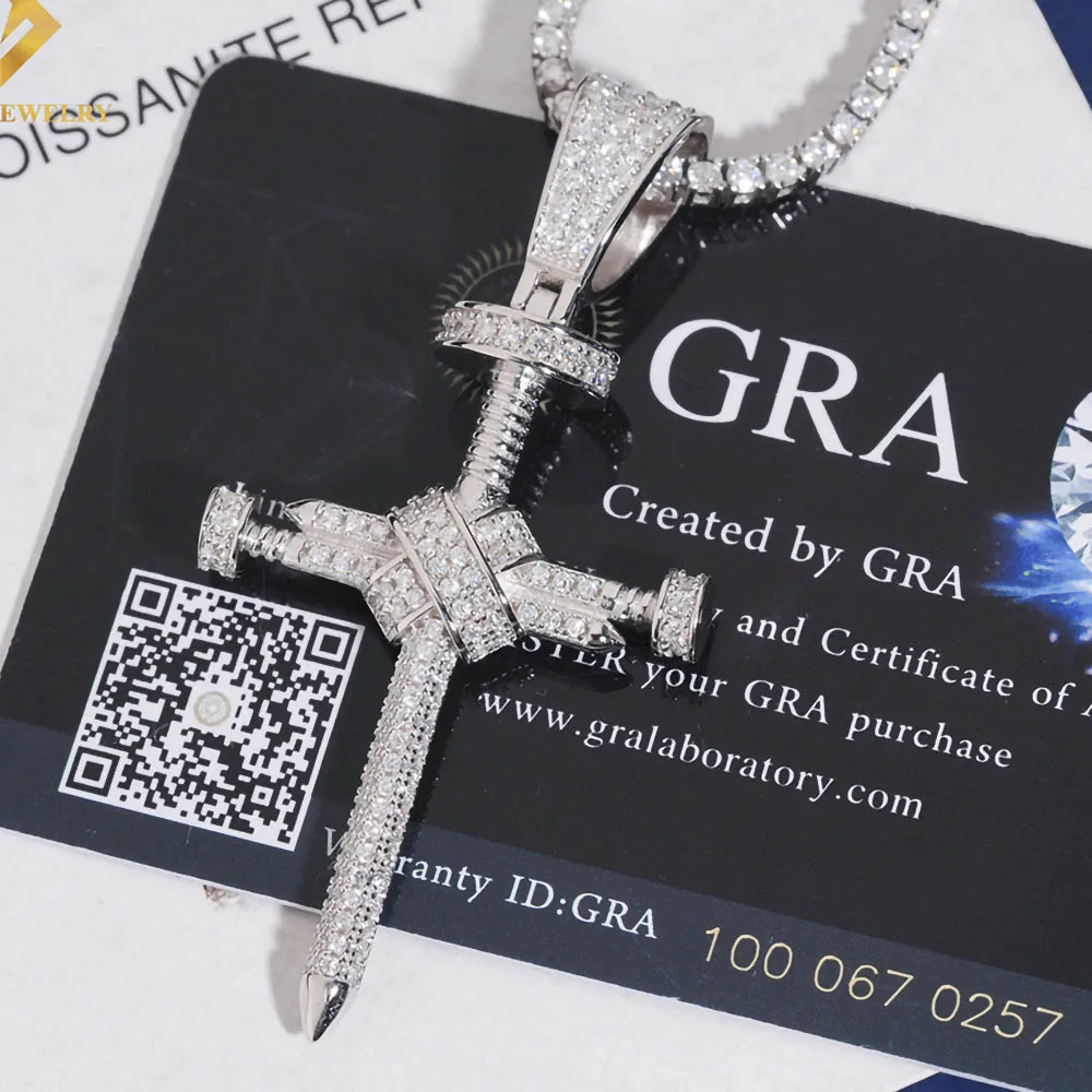 Iced Out D Color Moissanite Nail Cross Pendant 925 Sterling Silver Plated White Gold Hiphop Rock Jewelry Pass Diamond Tester
Iced Out D Color Moissanite Nail Cross Pendant 925 Sterling Silver Plated White Gold Hiphop Rock Jewelry Pass Diamond Tester