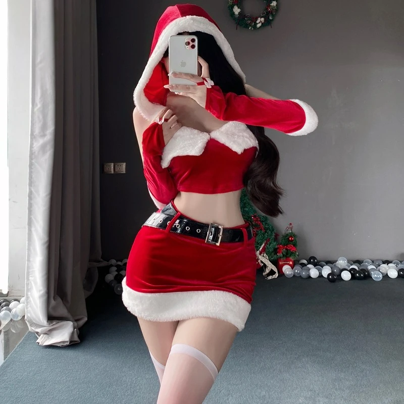 Рождественский женский групповой сценический костюм для ночного клуба, рождественская новогодняя форма, костюм с юбкой на бедрах больших размеров
Рождественский женский групповой сценический костюм для ночного клуба, рождественская новогодняя форма, костюм с юбкой на бедрах больших размеров