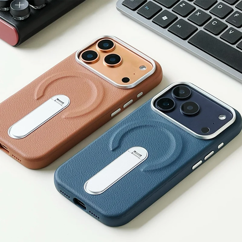 Solid Color PU Leather Texture Magnetic Armor Case For iPhone 17Pro Max 17 16 15 14 Alloy Lens Wireless Charging Bracket Cover
Solid Color PU Leather Texture Magnetic Armor Case For iPhone 17Pro Max 17 16 15 14 Alloy Lens Wireless Charging Bracket Cover