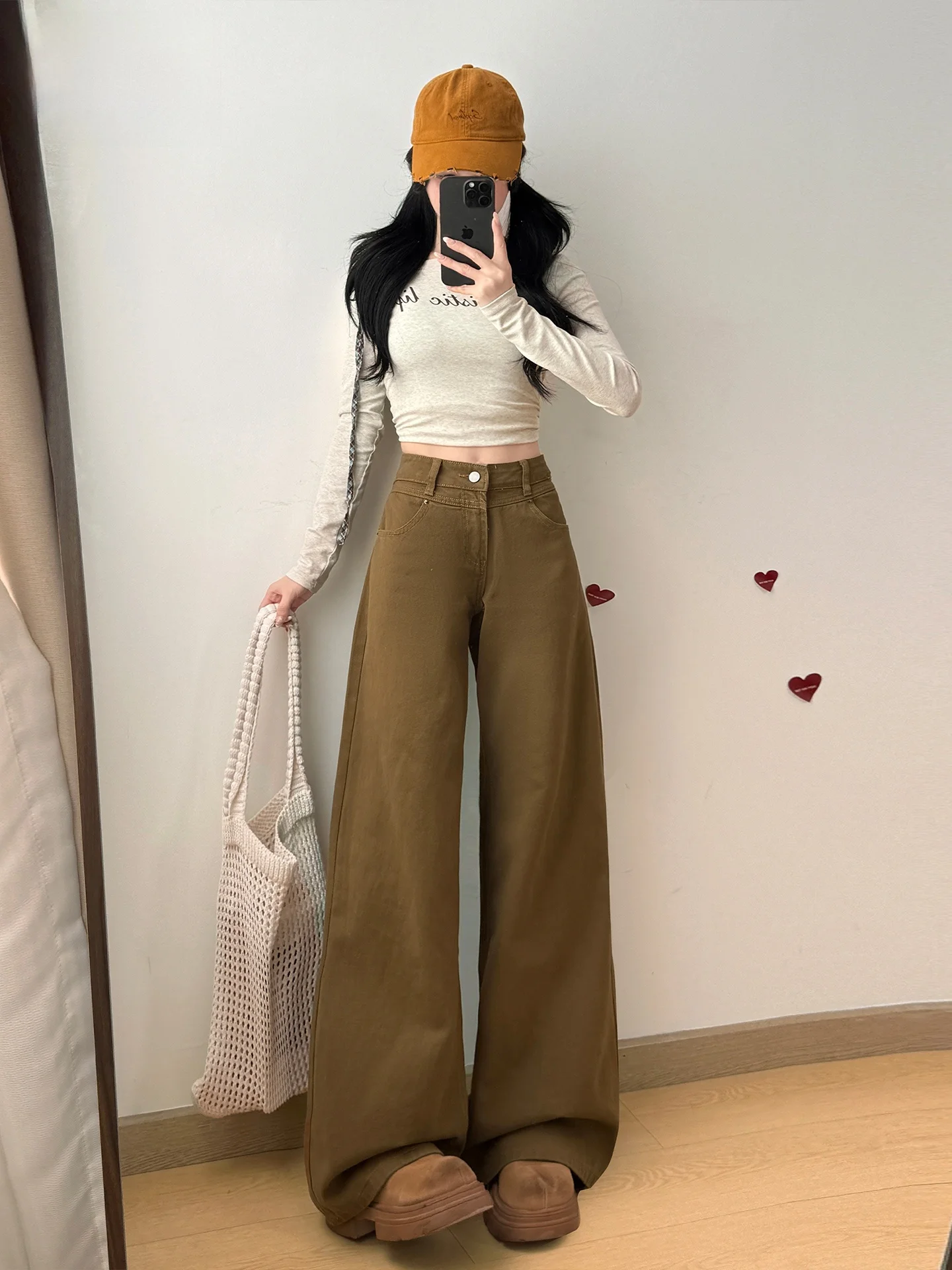 Mocha Brown American Retro Minimal Wide Leg Jeans Women's Loose Slim Straight Pants Summer Hot Girl Casual High Waist Denim
Mocha Brown American Retro Minimal Wide Leg Jeans Women's Loose Slim Straight Pants Summer Hot Girl Casual High Waist Denim