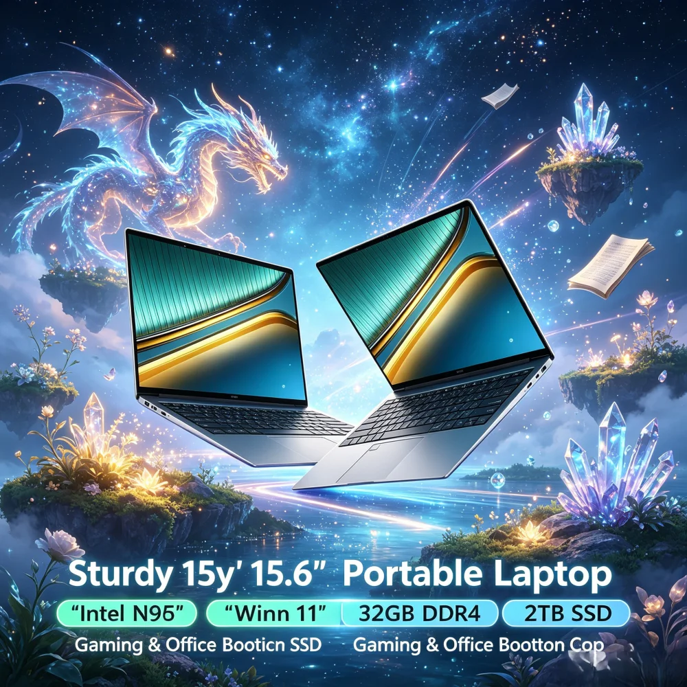Sturdy 15.6" Portable Laptop Intel N95 Win11 32GB DDR4 2TB SSD Gaming Office Notebook PC
Sturdy 15.6" Portable Laptop Intel N95 Win11 32GB DDR4 2TB SSD Gaming Office Notebook PC