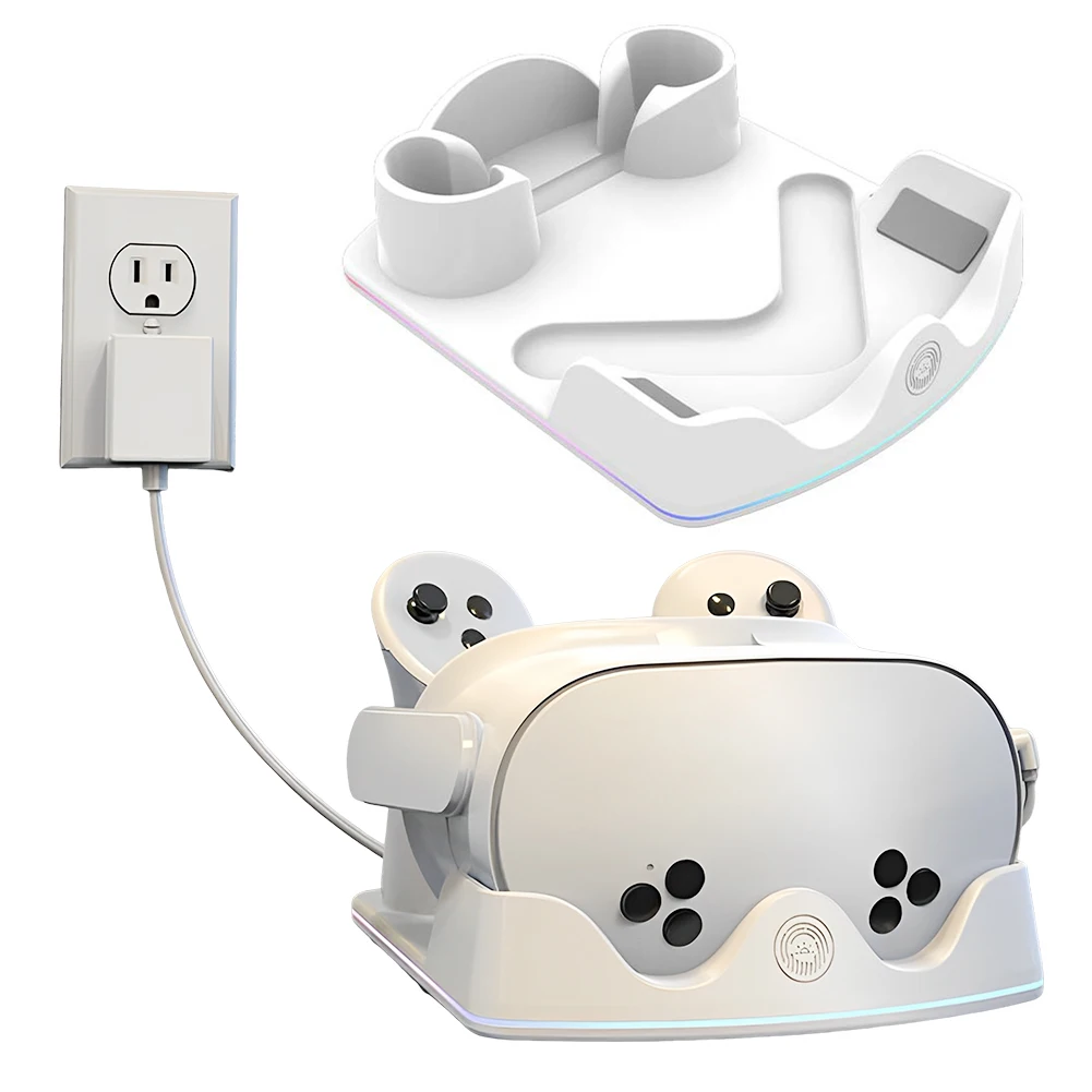 Зарядная док-станция для Meta Quest 3S VR Headest Станция быстрой зарядки с подсветкой RGB для зарядки Meta Quest 3S/Quest 3/Quest 2
Зарядная док-станция для Meta Quest 3S VR Headest Станция быстрой зарядки с подсветкой RGB для зарядки Meta Quest 3S/Quest 3/Quest 2