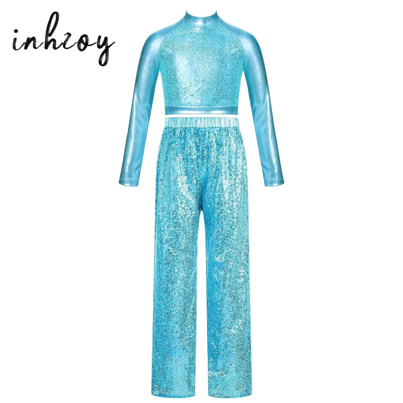 Kids Girls Hip Hop Jazz Dance Costume Outfit Shiny Sequins Long Sleeve One Shoulder T-shirt Crop Top +Trousers Pants Streetwear
Kids Girls Hip Hop Jazz Dance Costume Outfit Shiny Sequins Long Sleeve One Shoulder T-shirt Crop Top +Trousers Pants Streetwear