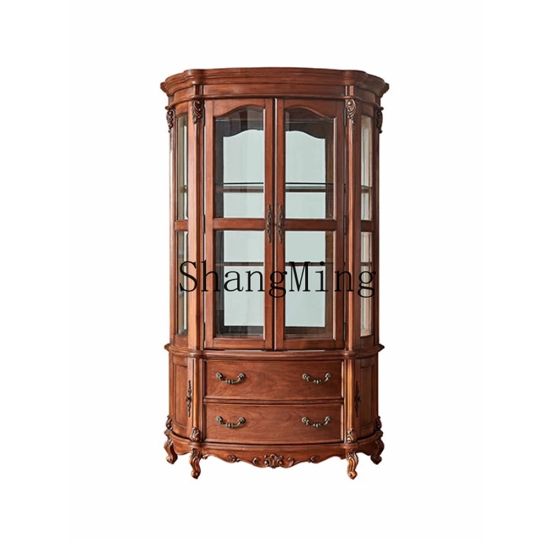 ZYH solid wood wine cabinet living room retro double door display cabinet European curved wine cabinet
ZYH solid wood wine cabinet living room retro double door display cabinet European curved wine cabinet