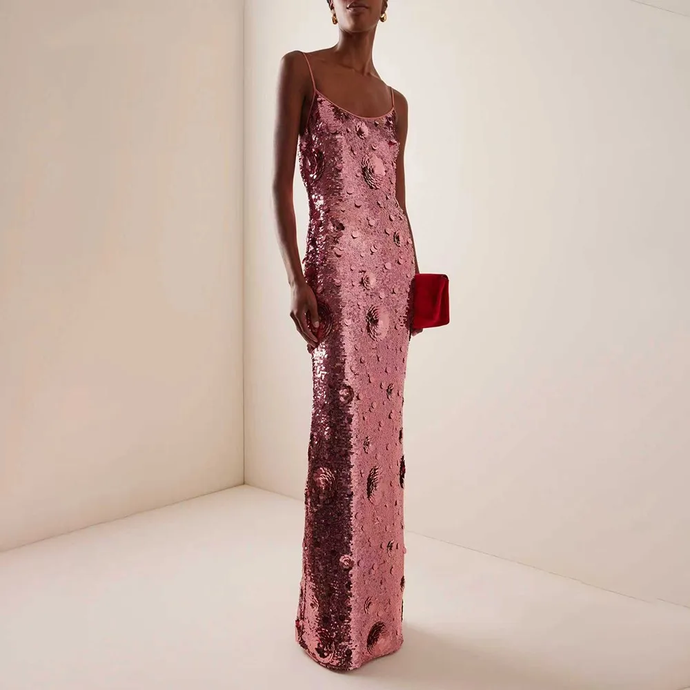 Chic New Rose Gold Sequin Accent Mermaid Maxi Dress for Women Spaghetti Strap Bodycon Skirt for Red 2026 Carpet Event ropa mujer
Chic New Rose Gold Sequin Accent Mermaid Maxi Dress for Women Spaghetti Strap Bodycon Skirt for Red 2026 Carpet Event ropa mujer