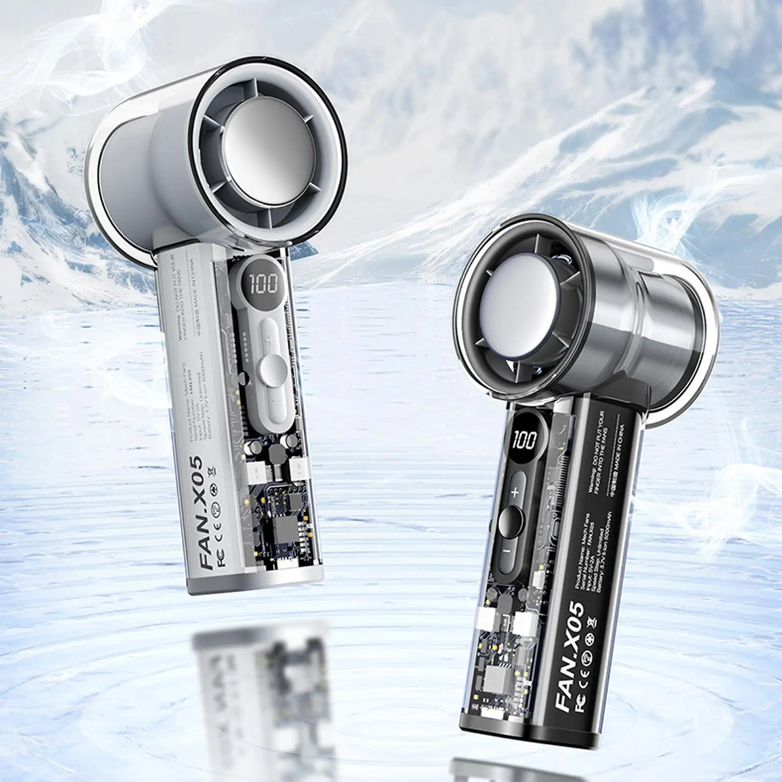 Портативный ручной вентилятор Прозрачный мини-персональный вентилятор Регулируемый турбовентилятор с цифровым дисплеем для наружного кемпинга вдома 
Портативный ручной вентилятор Прозрачный мини-персональный вентилятор Регулируемый турбовентилятор с цифровым дисплеем для наружного кемпинга вдома