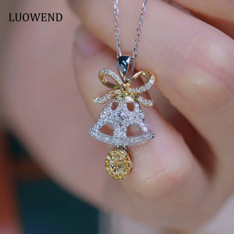 LUOWEND 18K White Gold Necklace Luxury Bell Design Girlish Style Real Natural Yellow Diamond Necklace for Women Christmas Gift
LUOWEND 18K White Gold Necklace Luxury Bell Design Girlish Style Real Natural Yellow Diamond Necklace for Women Christmas Gift