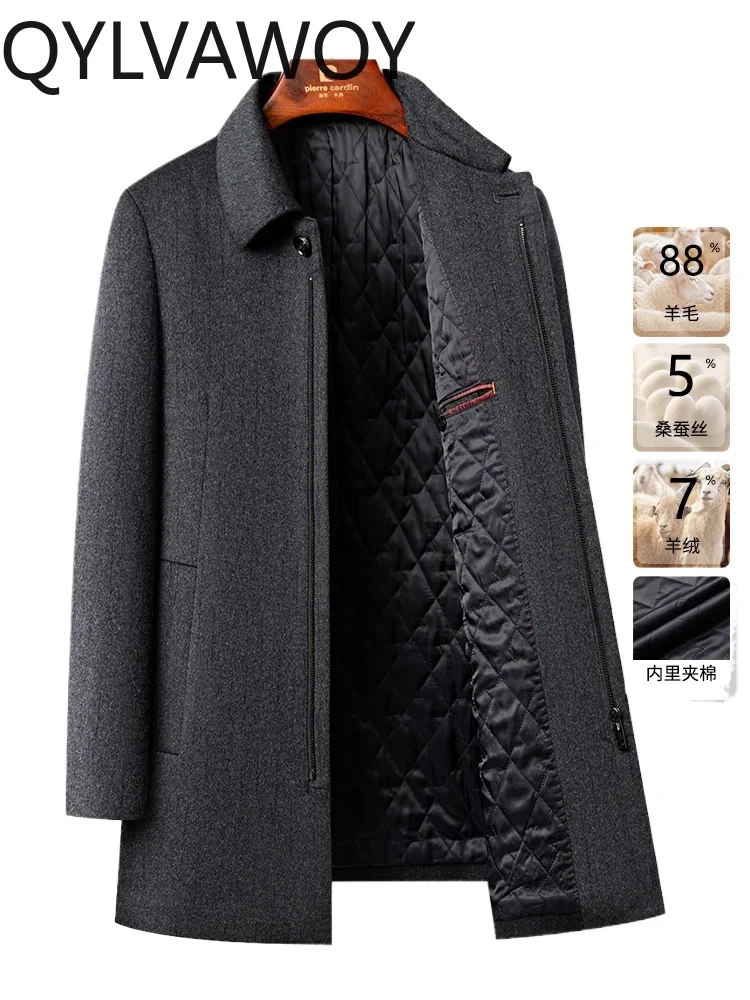 QYLVAWOY 100% полиэстер мужской зимний плотный кашемировый плащ средней длины классический шерстяной твидовый плащ на молнии с лацканами LJ2533
QYLVAWOY 100% полиэстер мужской зимний плотный кашемировый плащ средней длины классический шерстяной твидовый плащ на молнии с лацканами LJ2533