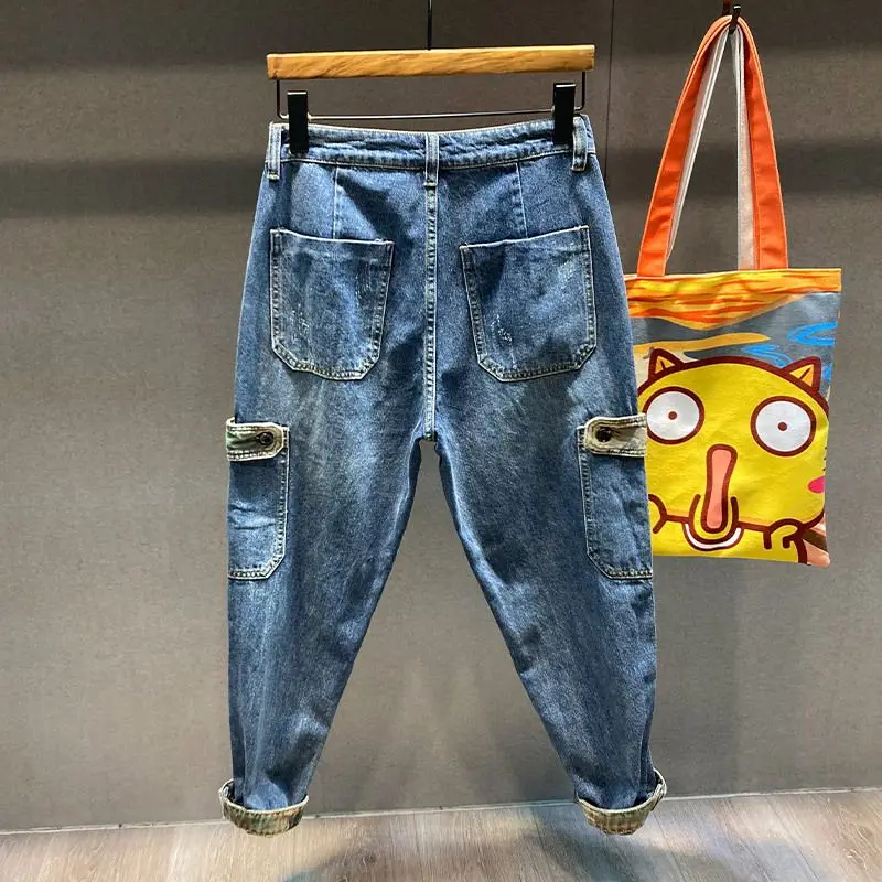 Foufuriuex Autumn New American Retro Deep Blue Cargo Jeans Men Clothing Trendy Loose Casual Straight Leg Cropped Pants for Men
Foufuriuex Autumn New American Retro Deep Blue Cargo Jeans Men Clothing Trendy Loose Casual Straight Leg Cropped Pants for Men