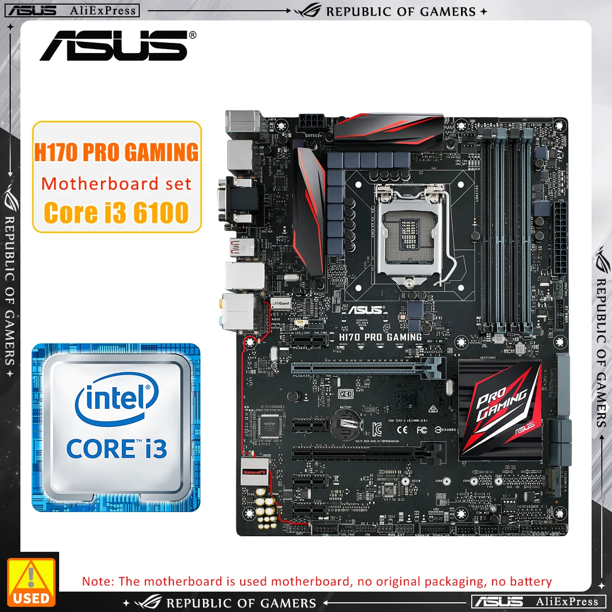 1151 Motherboard kit ASUS H170 PRO GAMING+I3 6100 cpu Intel H170 Motherboard set 4×DDR4 64GB PCI-E 3.0 M.2 HDMI USB3.1 ATX
1151 Motherboard kit ASUS H170 PRO GAMING+I3 6100 cpu Intel H170 Motherboard set 4×DDR4 64GB PCI-E 3.0 M.2 HDMI USB3.1 ATX