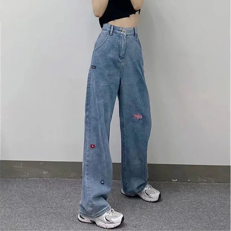 Straight Loose Causal Harajuku Korean Y2k Jeans Women Vintage Clothing High Waist Denim Pants Letter Embroider Ins Denim Trouser
Straight Loose Causal Harajuku Korean Y2k Jeans Women Vintage Clothing High Waist Denim Pants Letter Embroider Ins Denim Trouser