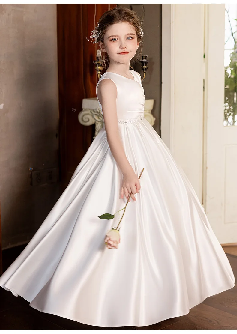 Customized Satin Flower Girl Dress White Dress Wedding Party Dress Bridesmaid Dresses For Girls Dress Concert
Customized Satin Flower Girl Dress White Dress Wedding Party Dress Bridesmaid Dresses For Girls Dress Concert