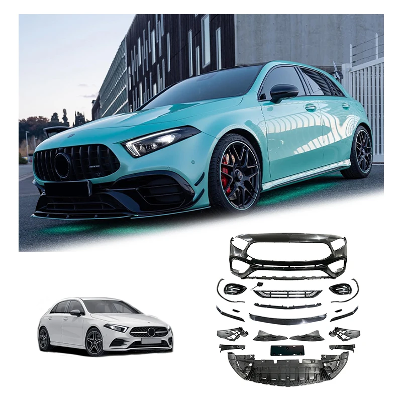 Amg Surrounds Front and Rear Bumper Modifications Body Kit for Mercedes-Benz A-Class W176 Late Change to A45 AMG 2019-
Amg Surrounds Front and Rear Bumper Modifications Body Kit for Mercedes-Benz A-Class W176 Late Change to A45 AMG 2019-
