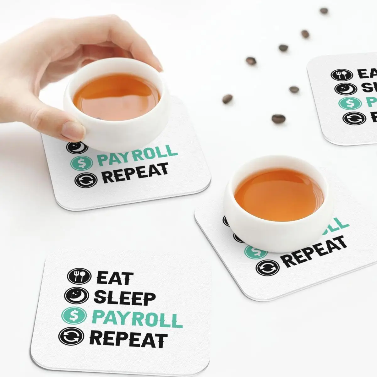 Eat Sleep Payroll Повторите Payroll Рабочие подставки Кожаные салфетки Изоляционные кофейные коврики для дома Кухня Обеденные подушечки Набор из 4 шт. 
Eat Sleep Payroll Повторите Payroll Рабочие подставки Кожаные салфетки Изоляционные кофейные коврики для дома Кухня Обеденные подушечки Набор из 4 шт.