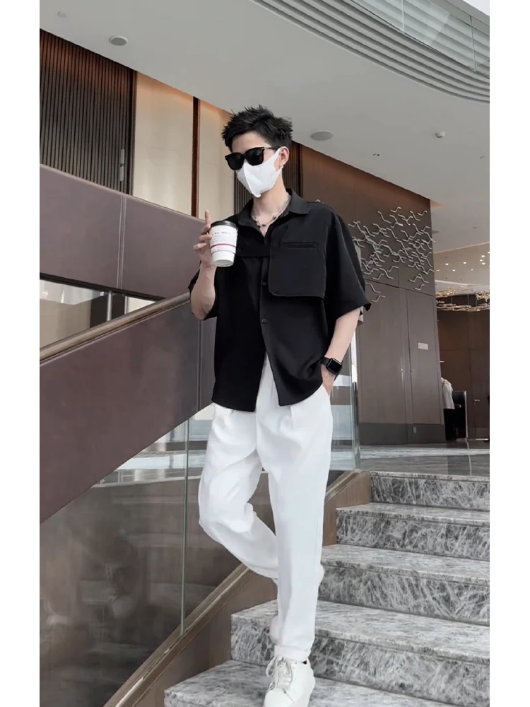 Ice Silk Short Sleeve Shirt Men's Summer Drapey High-End Sensation Design Fake Two-Piece Handsome Seven-Half Sleeve Shirt
Ice Silk Short Sleeve Shirt Men's Summer Drapey High-End Sensation Design Fake Two-Piece Handsome Seven-Half Sleeve Shirt