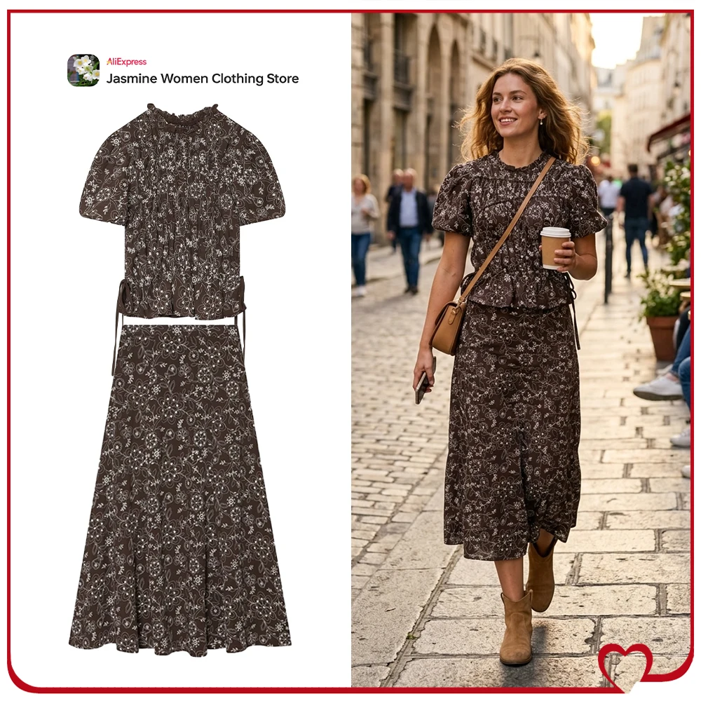 Aesthetic Embroidered 2 Piece Sets for Women Summer Skirt Sets Embroidered Round Neck Top with Short Sleeves & Tonal Midi Skirt
Aesthetic Embroidered 2 Piece Sets for Women Summer Skirt Sets Embroidered Round Neck Top with Short Sleeves & Tonal Midi Skirt