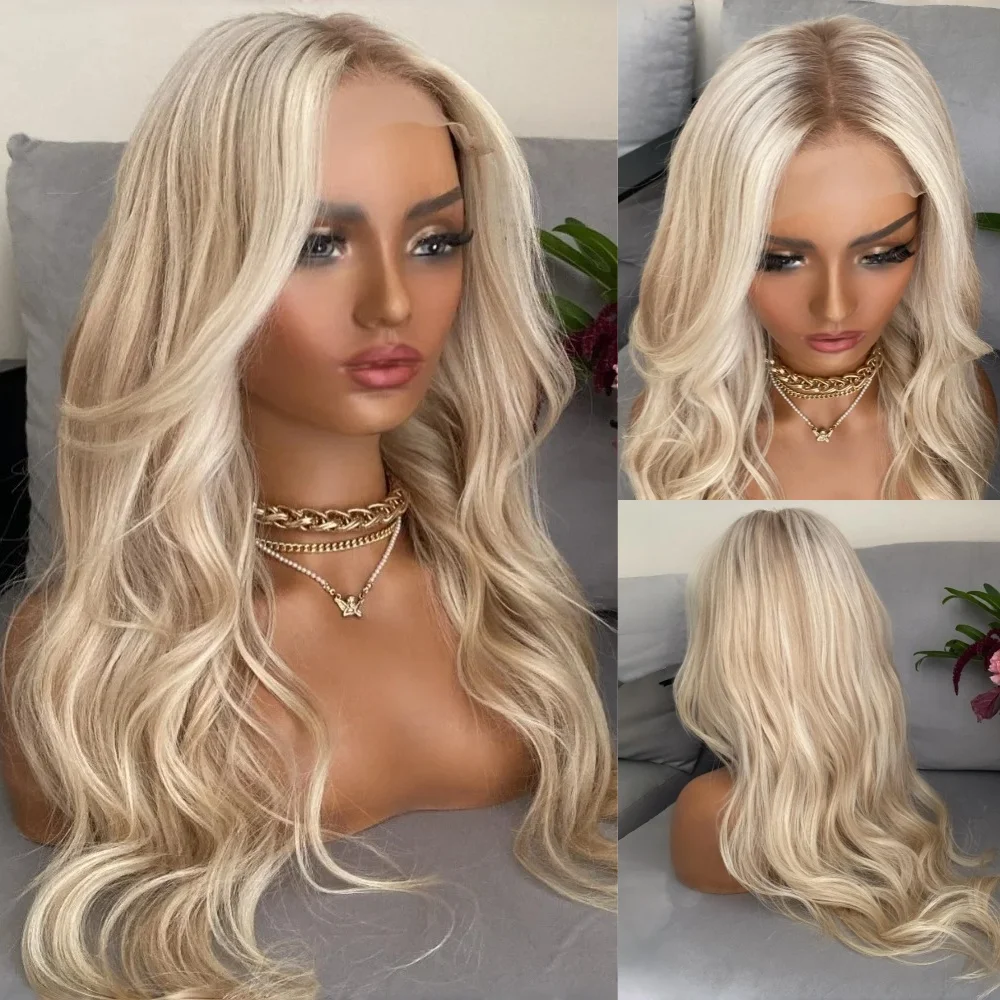 Ombre Platinum Blonde HD Transparent Lace Front Wigs for White Women Pre plucked Frontal Body Wave Synthetic Wigs for Daily Use
Ombre Platinum Blonde HD Transparent Lace Front Wigs for White Women Pre plucked Frontal Body Wave Synthetic Wigs for Daily Use