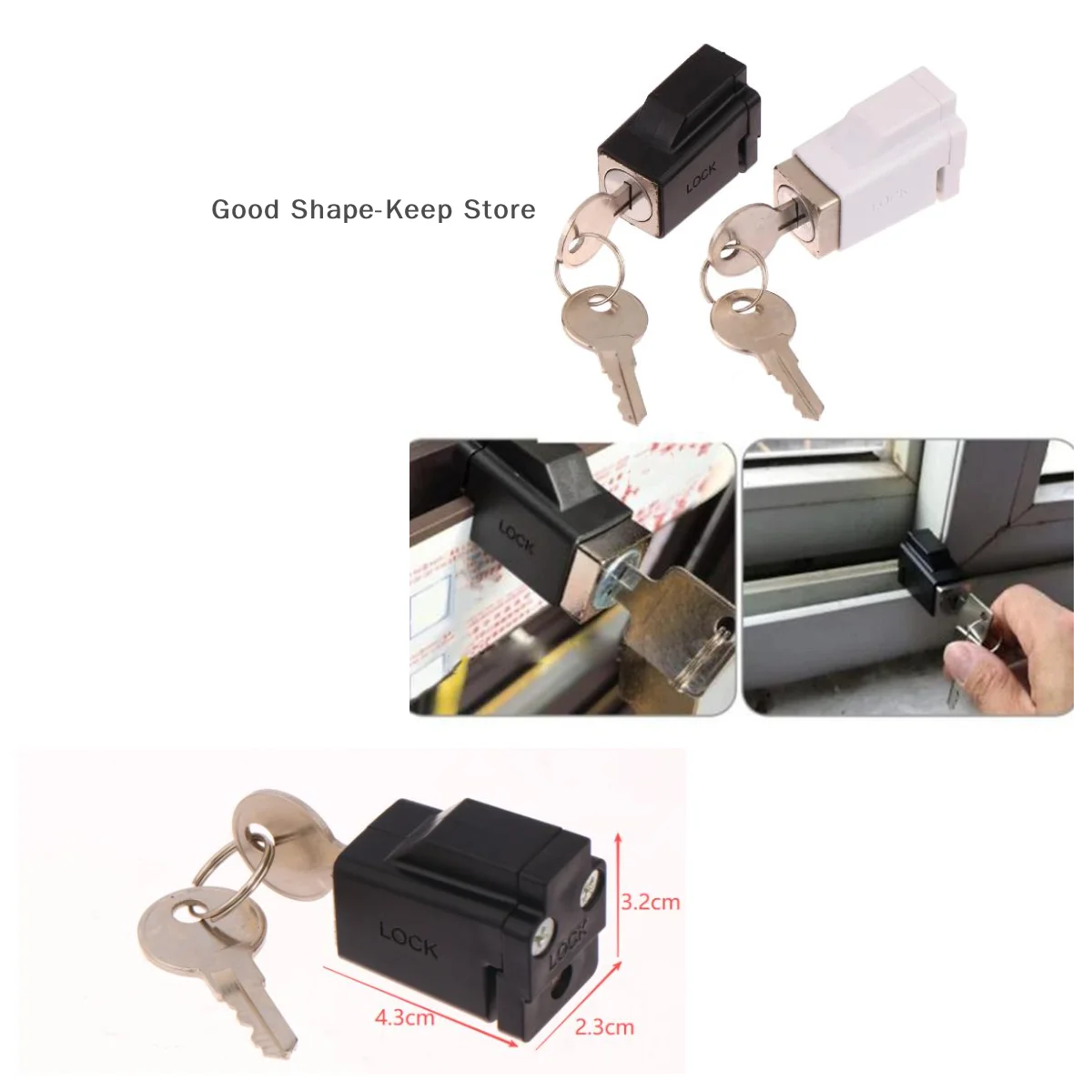 1PC Aluminum Alloy Window Locks With 2 Keys Window Restrictor Lock Durable Portable Practical Exquisite For Hospital Bank