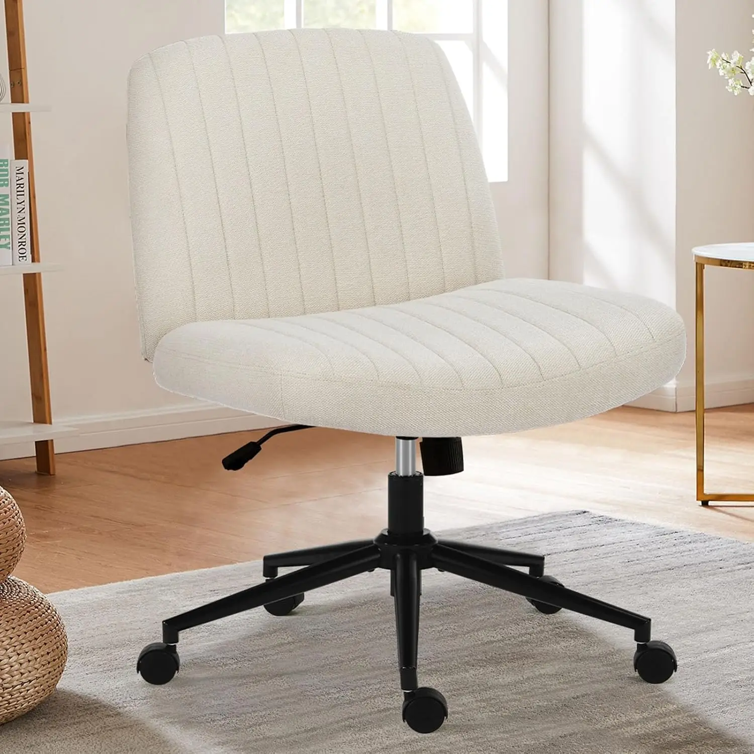 Criss Cross Chair Legged, Arml Office Desk Chair With Wheels, Swivel Vanity Height Adjustable Wide Seat Computer Task Seating -
Criss Cross Chair Legged, Arml Office Desk Chair With Wheels, Swivel Vanity Height Adjustable Wide Seat Computer Task Seating -