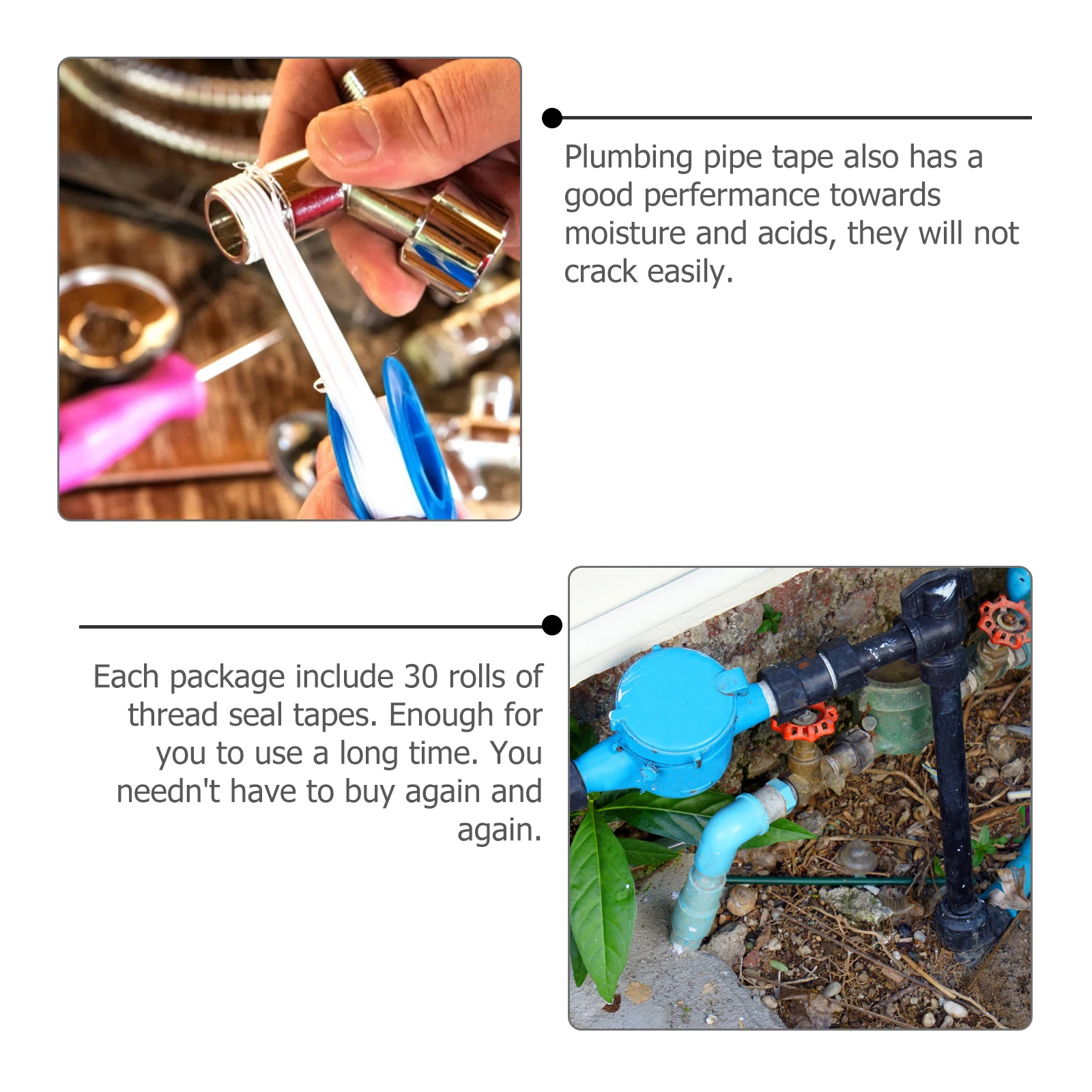 PTFE Thread Seal Tapes Waterproof Duct Plumbers Tape Blue 30Rolls Anti Corrosion Moisture Acid Protective Cover Dust Proof
PTFE Thread Seal Tapes Waterproof Duct Plumbers Tape Blue 30Rolls Anti Corrosion Moisture Acid Protective Cover Dust Proof