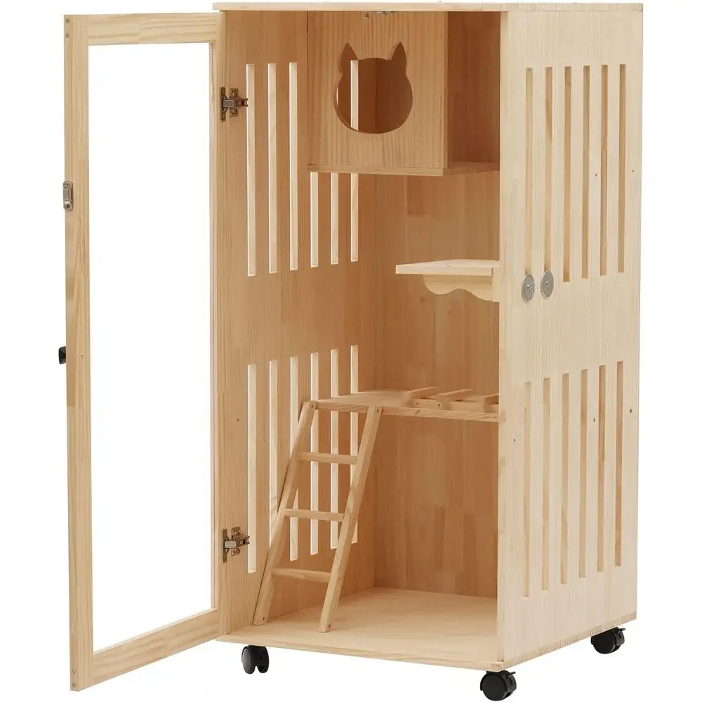 Large Deluxe Wooden Cat Villa with Wheels, Ventilated Condo for Multiple Cats, Suitable for Indoor & Outdoor Use
Large Deluxe Wooden Cat Villa with Wheels, Ventilated Condo for Multiple Cats, Suitable for Indoor & Outdoor Use