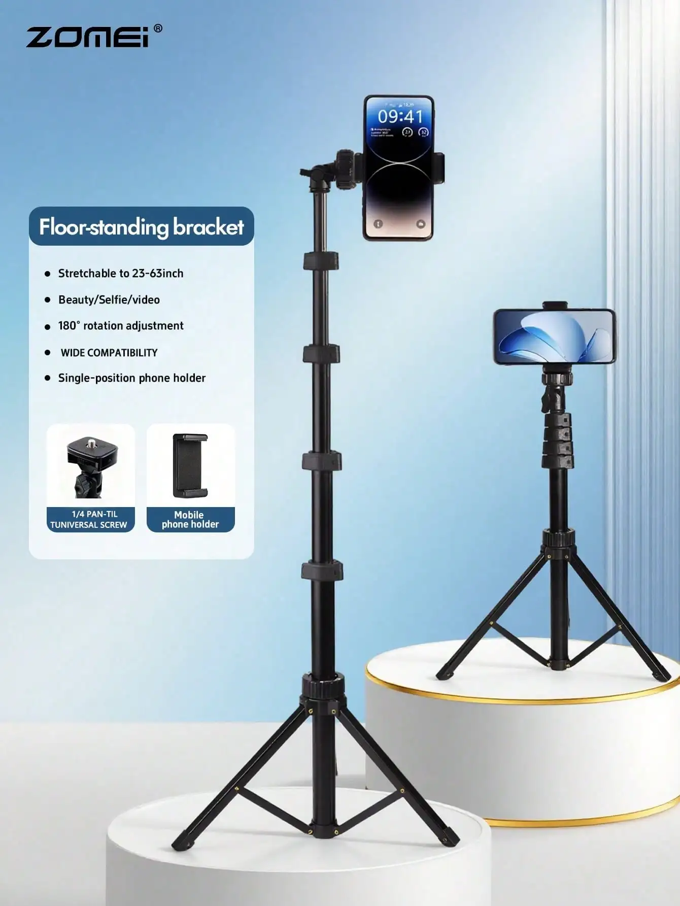 This 1.6-Meter Adjustable Multi-Functional Tripod Is A Handheld Landfall Portable Tripod That Is Stable And Flexible. It Is Equipped With Telephone Holder, Suitable For Handheld Selfies, Outdoor Activities, And Live Interviews
This 1.6-Meter Adjustable Multi-Functional Tripod Is A Handheld Landfall Portable Tripod That Is Stable And Flexible. It Is Equipped With Telephone Holder, Suitable For Handheld Selfies, Outdoor Activities, And Live Interviews