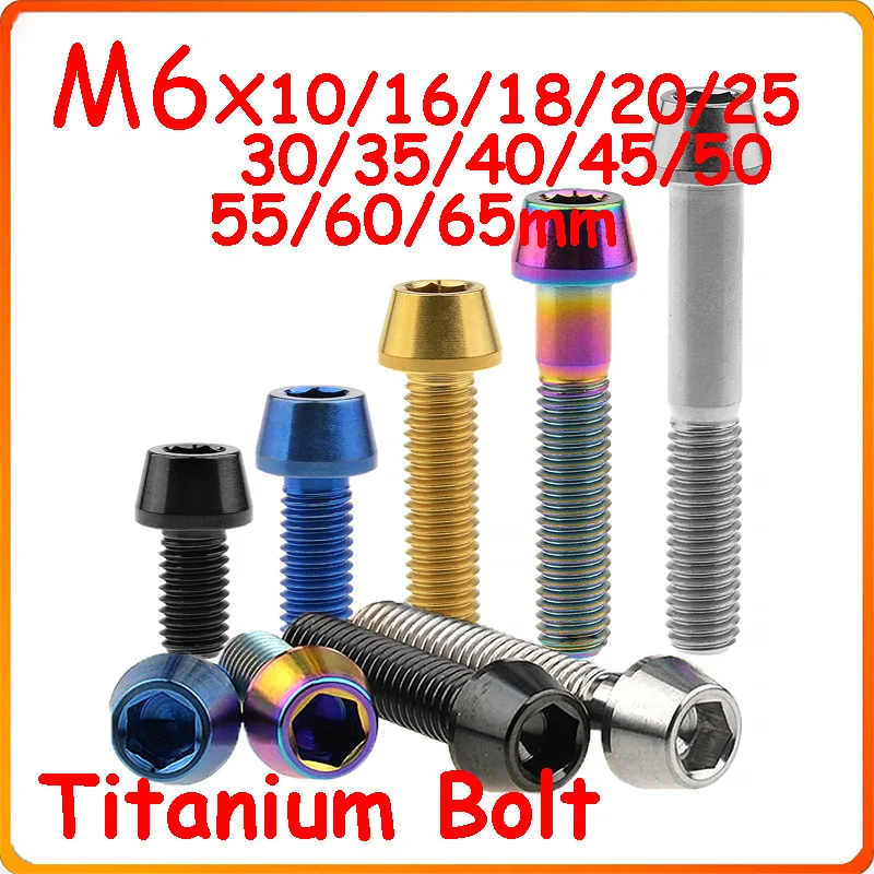 M6 Titanium Bolt 10-65mm Allen Key Taper Head Screw Stem Bolt for Bicycle Motorcycle titanium Refit DIY Fastener
M6 Titanium Bolt 10-65mm Allen Key Taper Head Screw Stem Bolt for Bicycle Motorcycle titanium Refit DIY Fastener