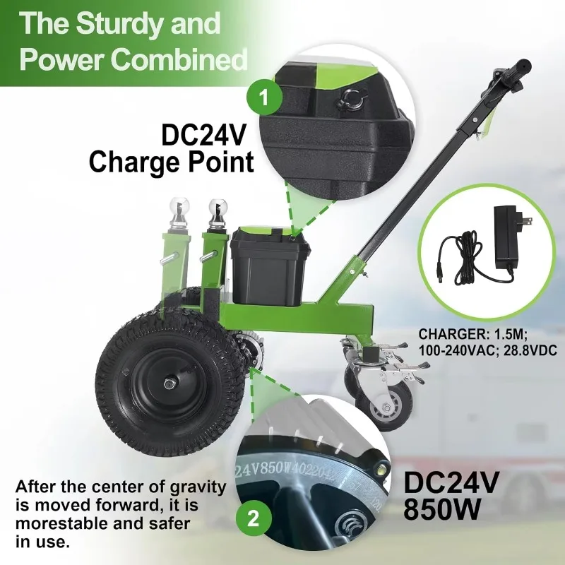 Commercial Heavy Trailer Dolly, Electric Mover with Adjustable 2 Ball Hitch for RV and Cargo Trailers, 24V, 800W
Commercial Heavy Trailer Dolly, Electric Mover with Adjustable 2 Ball Hitch for RV and Cargo Trailers, 24V, 800W