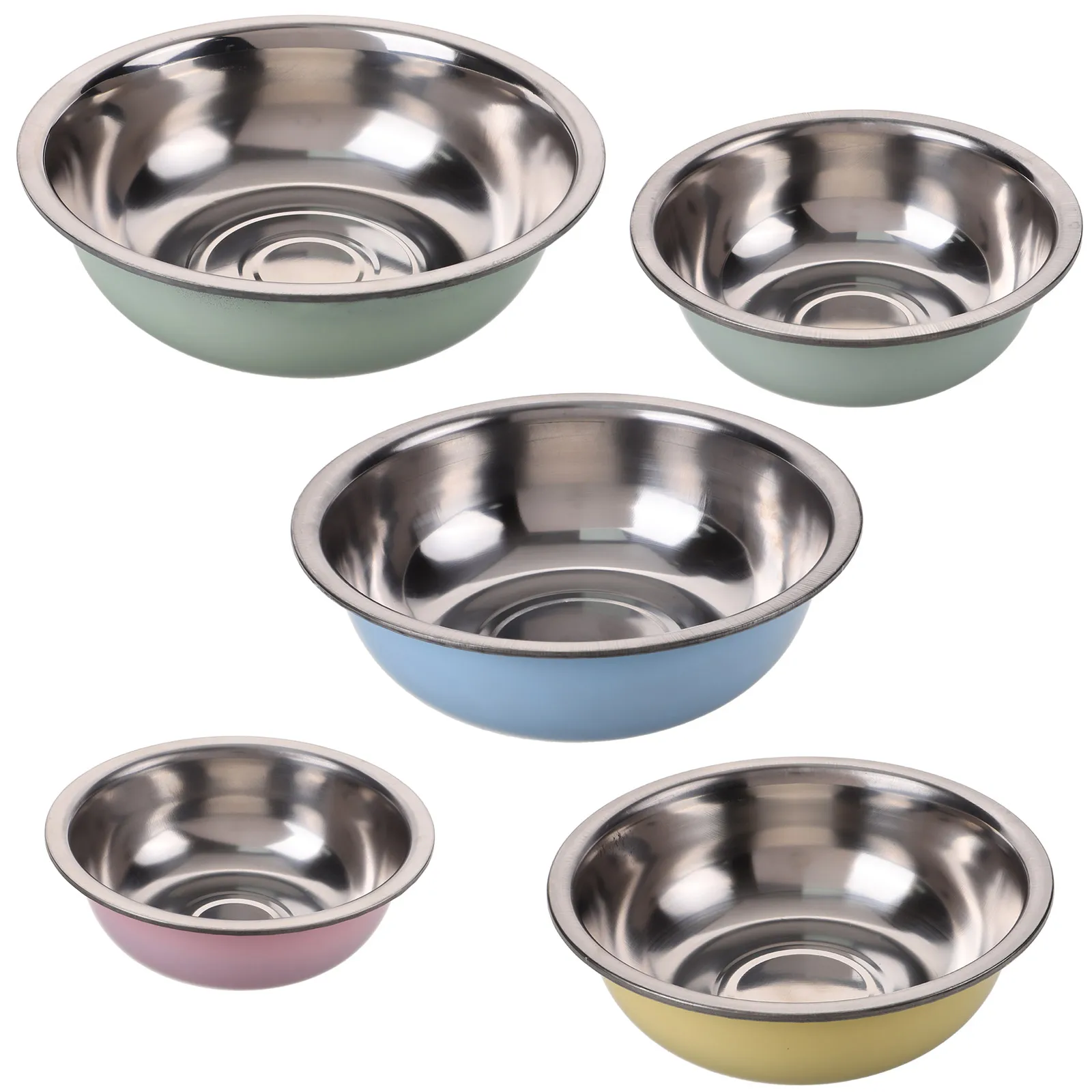 1Set StainlessSteel Basin Assorted Color Washing Vegetables Food Storage Restaurant Use Round Mixing Bowls For Kitchen
1Set StainlessSteel Basin Assorted Color Washing Vegetables Food Storage Restaurant Use Round Mixing Bowls For Kitchen
