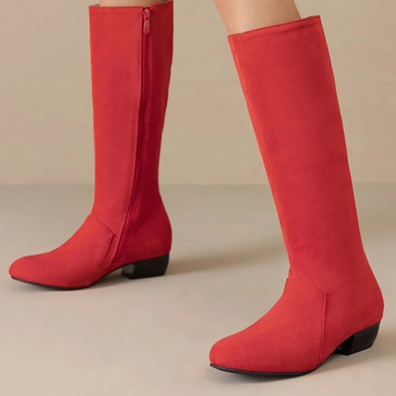 Slip On Flock Boots for Women Fashion Zipper black Red Brown Women's Knee High Boots Round Toe Party Long Shoes Big Size 45 46
Slip On Flock Boots for Women Fashion Zipper black Red Brown Women's Knee High Boots Round Toe Party Long Shoes Big Size 45 46
