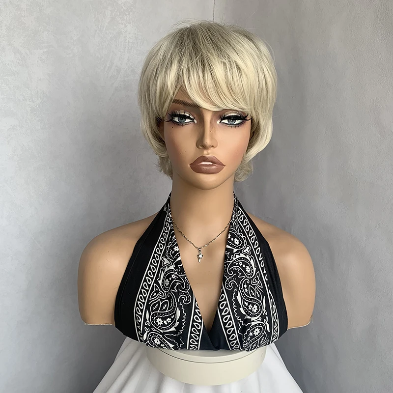 Short Light Blonde Synthetic Women's Wig Straight Pixie Cut Layered Hair Heat Resistant Synthetic Hair Wigs With Bangs For Women
Short Light Blonde Synthetic Women's Wig Straight Pixie Cut Layered Hair Heat Resistant Synthetic Hair Wigs With Bangs For Women