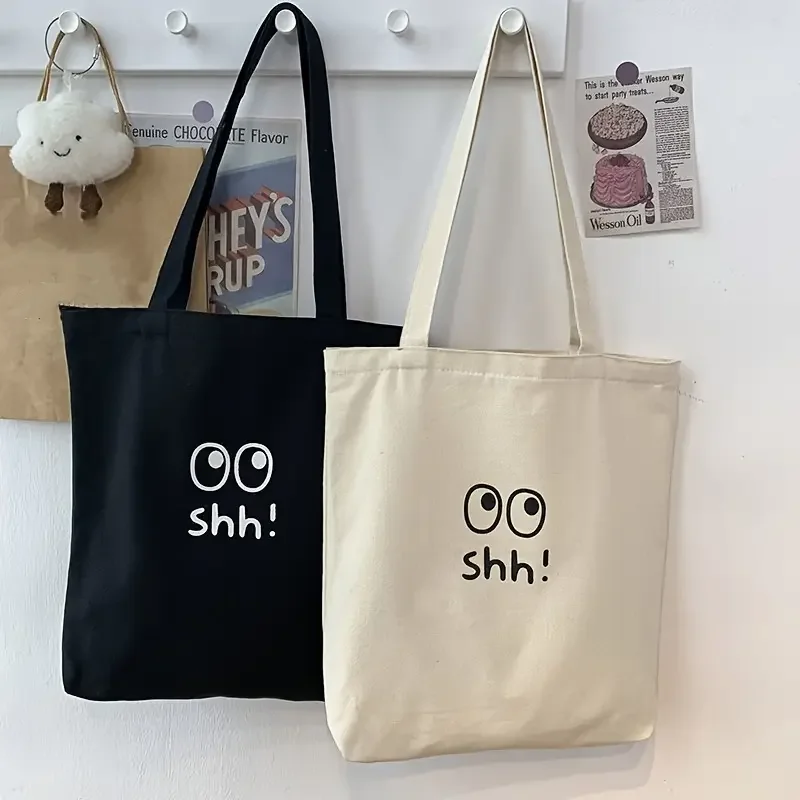 Cartoon Eyes Pattern Versatile Canvas Bag, Large Capacity HandBag Tote Bags For Men Women, "Shh!" Shoulder Bag For Daily Use
Cartoon Eyes Pattern Versatile Canvas Bag, Large Capacity HandBag Tote Bags For Men Women, "Shh!" Shoulder Bag For Daily Use
