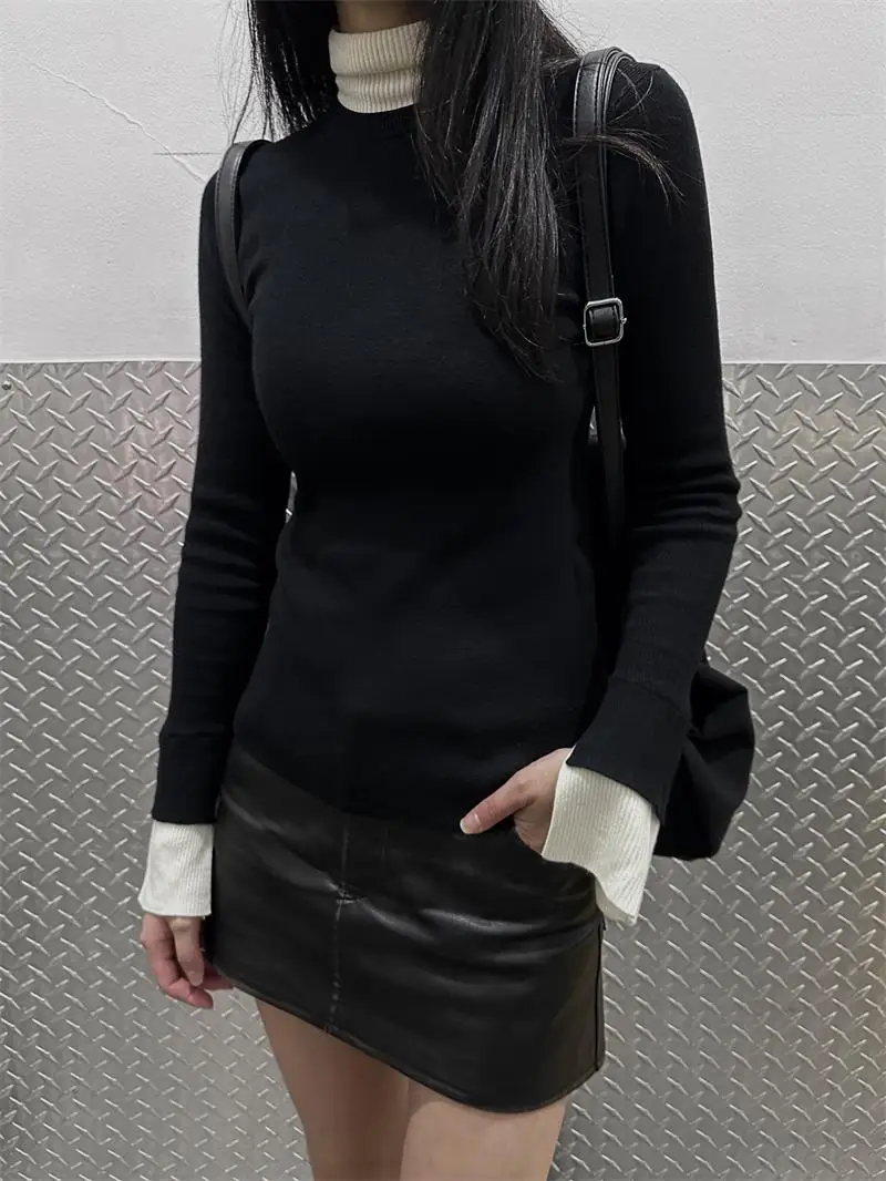 High Ne Knitted Base irt Women's Slim Fit Bla White Color Blo Design Autumn Winter Faionable Inner Wear Cotton Blend
High Ne Knitted Base irt Women's Slim Fit Bla White Color Blo Design Autumn Winter Faionable Inner Wear Cotton Blend