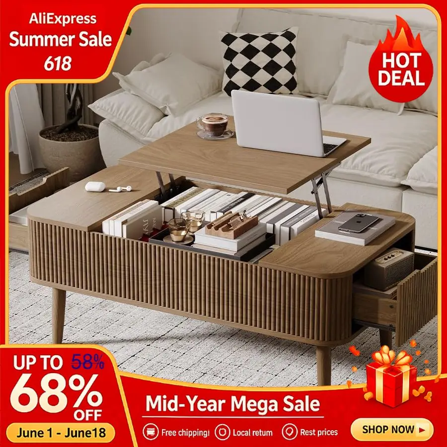 47.2 Fluted Lift Top Coffee Table with Hidden Compartment,Modern Rectangle Center Tables 2 Drawers, Farmhouse Coffee Tabl,Custom
47.2 Fluted Lift Top Coffee Table with Hidden Compartment,Modern Rectangle Center Tables 2 Drawers, Farmhouse Coffee Tabl,Custom