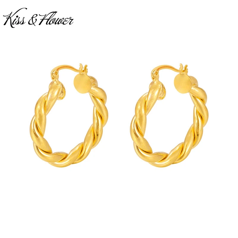 KISS&FLOWER Gold Vintage Twist Hoop Earrings For Women Wedding Party Birthday Christmas Bride Mother Girlfriend Lady Gifts ER449
KISS&FLOWER Gold Vintage Twist Hoop Earrings For Women Wedding Party Birthday Christmas Bride Mother Girlfriend Lady Gifts ER449